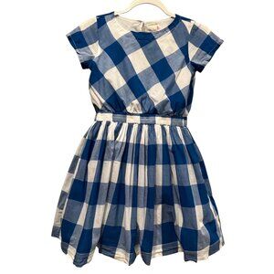 Crewcuts Gingham Short Sleeve Cotton Dress, Blue White, 10